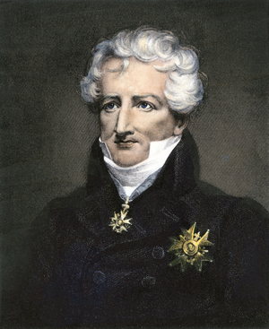 Sciences and scientists: Portrait of Georges Cuvier (1764-1832), French paleontologist. Colour engraving of the 19th century.