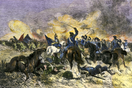 Great North War or Second North War (1700-1721): Swedish king Charles XII (1697-1718) led the Swedish army to victory over the Russian army at Narva in 1700. Colouring engraving of the 19th century.