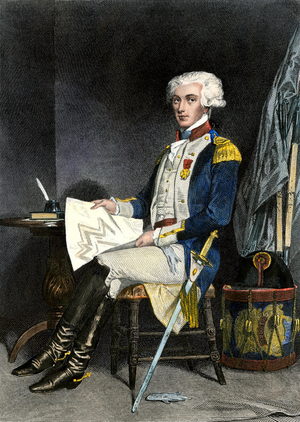 Marie Joseph Gilbert Motie Motier, Marquis of Lafayette (La Fayette) (1757-1834), in uniform during the American Revolution.