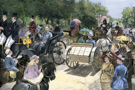 President Chester Alan Arthur (1829-1886) on vacation in Newport, Rhode Island, 1884. Colour engraving of the 19th century.