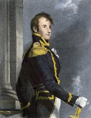 American Navy: US Naval Commander Stephen Decatur, 19th century colour engraving