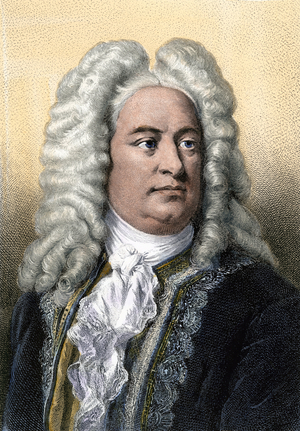 George Frederick Handel (Georg Friedrich Handel, 1685-1759) German composer. 19th century color engraving