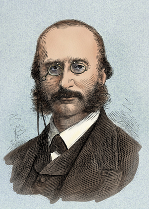 Portrait of Jacques Offenbach (1819-1880) German composer (1881). 19th century colour engraving.