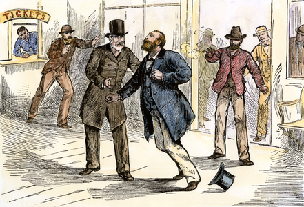 American President James Abram Garfield (1831-1881) was assassinated in Washington, D.C., on July 2, 1881 by Charles Guiteau. Engraving