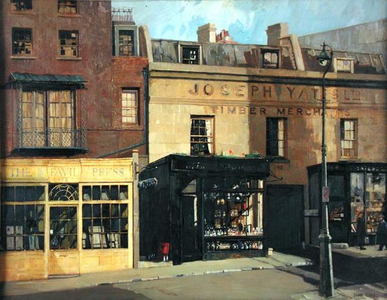 Three shops in Church St. Kensington (oil on canvas)