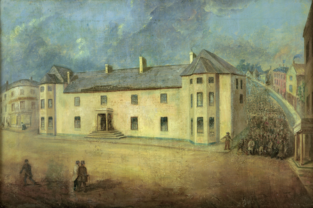 Chartists attacking the Westgate Hotel, Newport on the 4th November 1839 (oil on canvas)