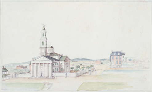 St. John's Church, President's Square, Washington D.C., July 1822 (pencil and watercolour on paper)