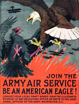 Join the Army Air Service, Be an American Eagle, 1st World War Recruitment Poster (colour litho)