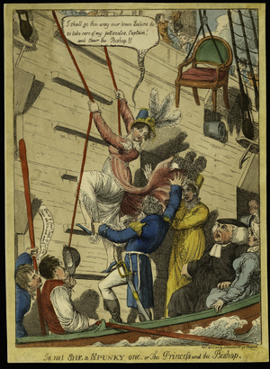 Is Not She a Spunky One, or The Princess and the Bishop, published in London, April 1816 (hand-coloured engraving)
