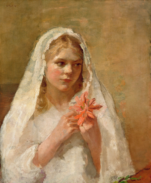 The First Communion - the artist's daughter (oil on canvas)