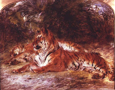 Tigers (oil on board)