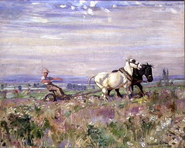 The Plough Team, 1919 (w/c on paper)
