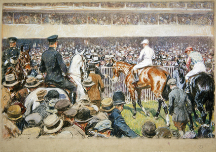 The Winner's Enclosure (w/c & chalks on paper)