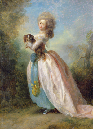 A Lady with a Dog (oil on canvas)