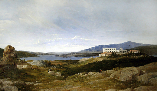 A view of Garibaldi's villa at Caprera, Sardinia, 1869 (oil on canvas)