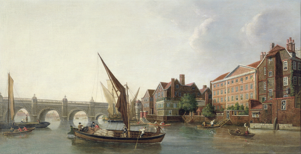 View of Old Westminster Bridge, London (oil on canvas)