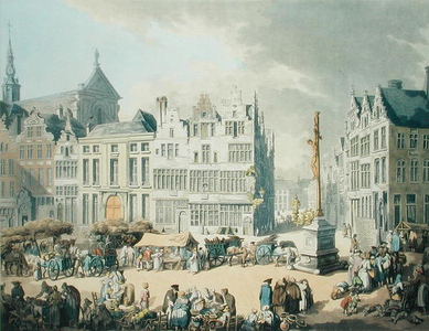 Place de Mer at Antwerp (print published by Ackermann, 1797)