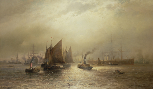 A Busy Morning on the River Mersey, 1891