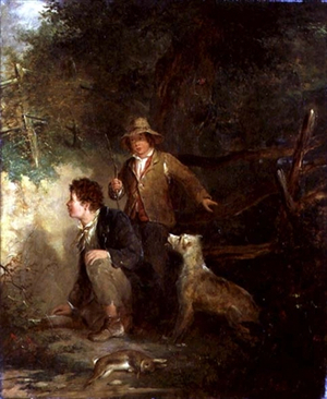 Boys Rabbiting (oil on canvas)