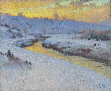 Stream in Winter (oil on canvas)