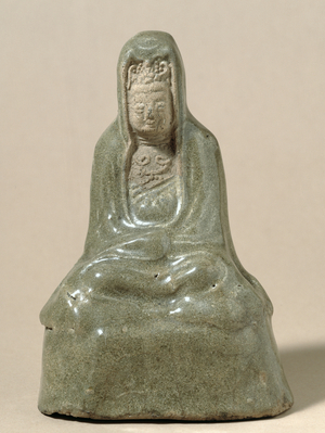 Figure of Kuan-yin, Goddess of Compassion, Chekiang province, East China, Ming dynasty, 15th/16th century (green-glazed porcelain)