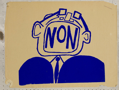 France - Poster May 1968 - Poster, France, May 68: No (Face of a man with glasses whose mouth is deformed to contain the word no). Serigraphy 55x43 cm