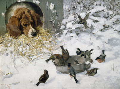 Winterguests, 1887 (oil on board)