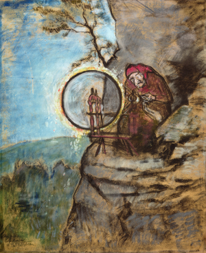 The witch who spun socks for old Erik (coloured pastel on paper)