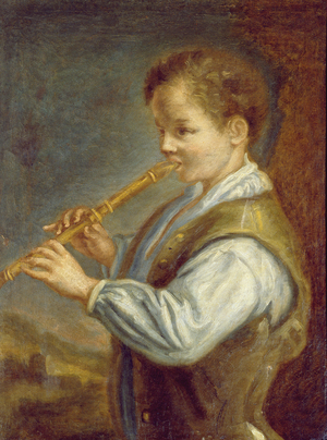 The Flautist (oil on canvas)