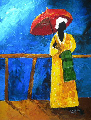 Green plaid on the boardwalk, 2008, (acrylic on artistboard)