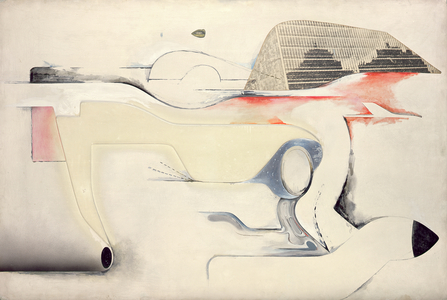 Hers is a Lush Situation, 1958 (oil, cellulose, metal foil and collage on panel)