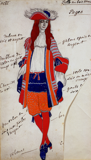 Costume Design for The Page in 'The Sleeping Princess', c.1921