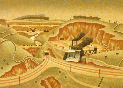A Limestone Quarry, 1942 (tempera on gessoed canvas laid on board)