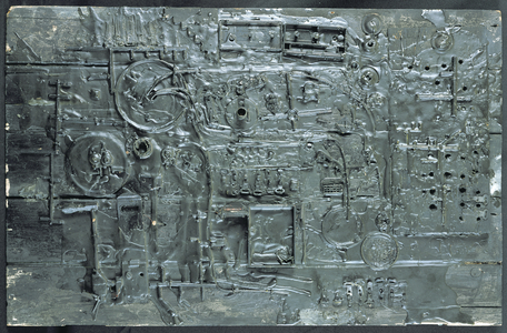 Relief, 1953-54 (metal objects & tar on wood base)