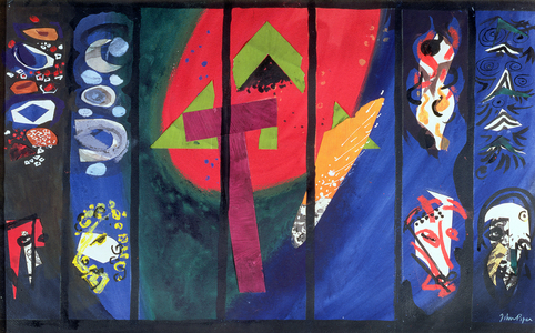 Design for Chichester Cathedral Tapestry, 1966 (gouache and collage)