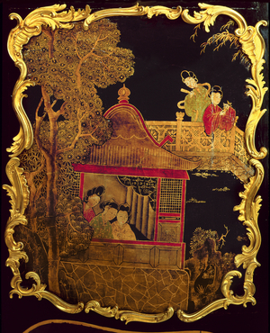Side panel of a Louis XV Commode, c.1745 (lacquer and gold on wood) (re 222380)
