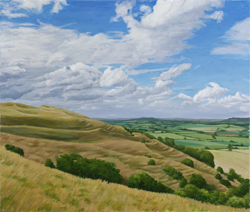 Hambledon Hill Fort, Dorset Countryside Beyond, 2010 (acrylic on canvas)