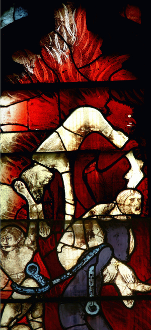 Window depicting a Last Judgement scene (stained glass)