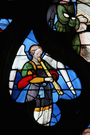 Window depicting a Musical Angel (stained glass)