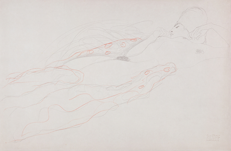 Reclining Nude (pencil & coloured chalk on paper)