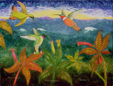 Hummingbirds, 1994 (oil on panel)