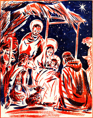 Nativite. Adoration of the Magi with the star of the shepherd (?).
