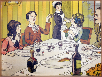 Illustration of a dinette in 1900 (drawing)