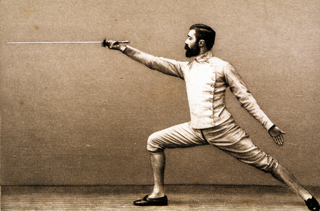 Figure fencing: development, third position. 1900