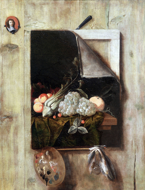 Still life in trompe l'oeil, 17th century (oil on canvas)