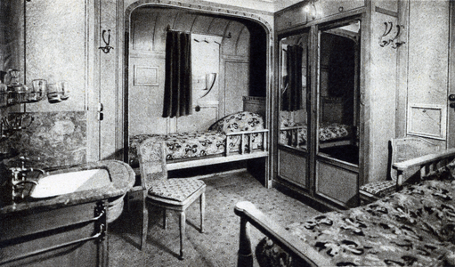 Interior of a first class state room of the liner Paris- Compagnie generale transatlantique -