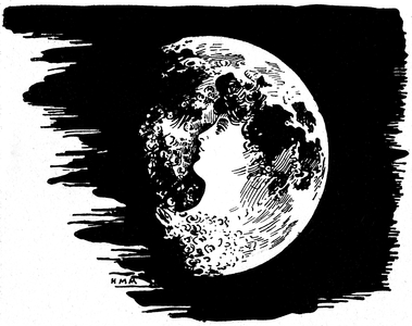 woman's face appearing on the surface of the Moon. From a drawing by Jean Sardou, taken from Camille Flammarion's work “Astronomy des dames”” (1903) - star, planet, head -