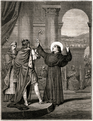 Saint Gauthier, Abbe of Pontoise (sometimes also: Gautier, Gaultier, Left-handed (1030-1099) - engraving 19th century -