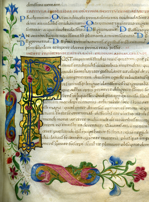 Italian manuscript 15th century on parchment. “” De Institutione Oratoria””, Marcus Fabius Quintilianus (Quintilian). Library of Carcassonne.
