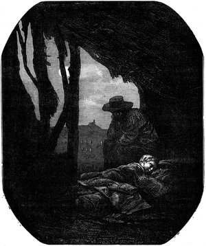 Cosette and Jean Valjean, 19th century (engraving)